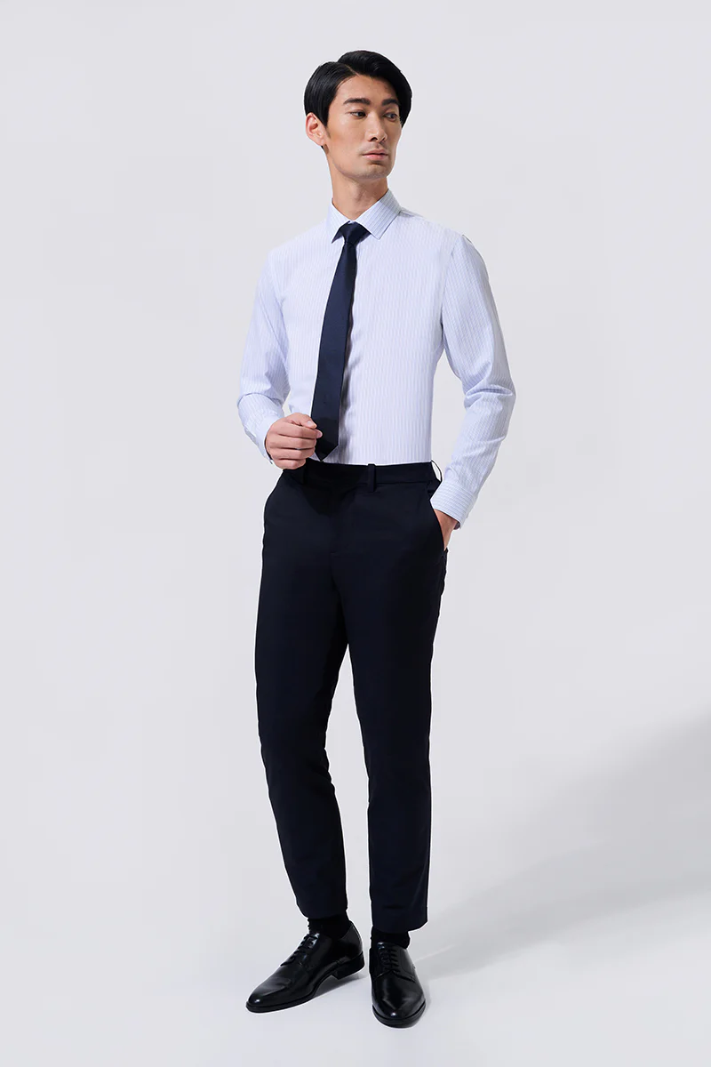 Wrinkle-Free Poplin Dress Shirt | Green Stripes 22497N - Image 3