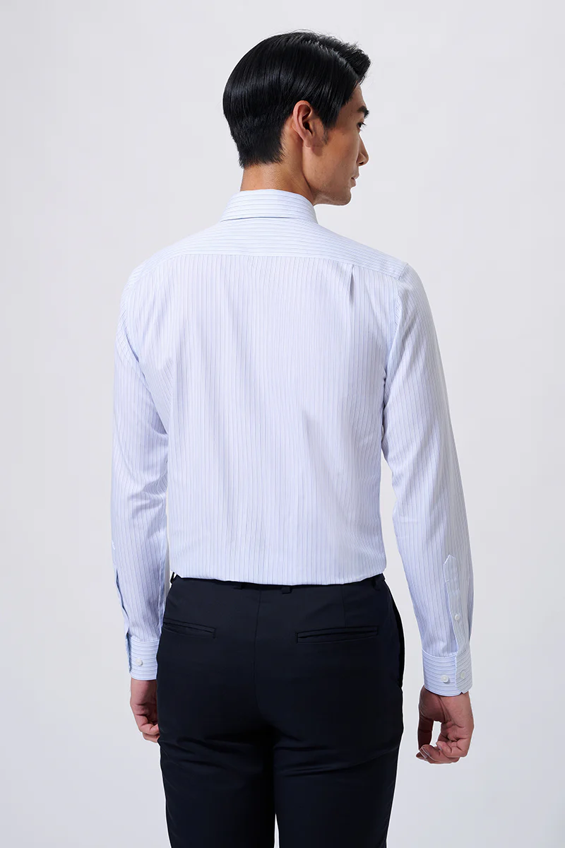 Wrinkle-Free Poplin Dress Shirt | Green Stripes 22497N - Image 4