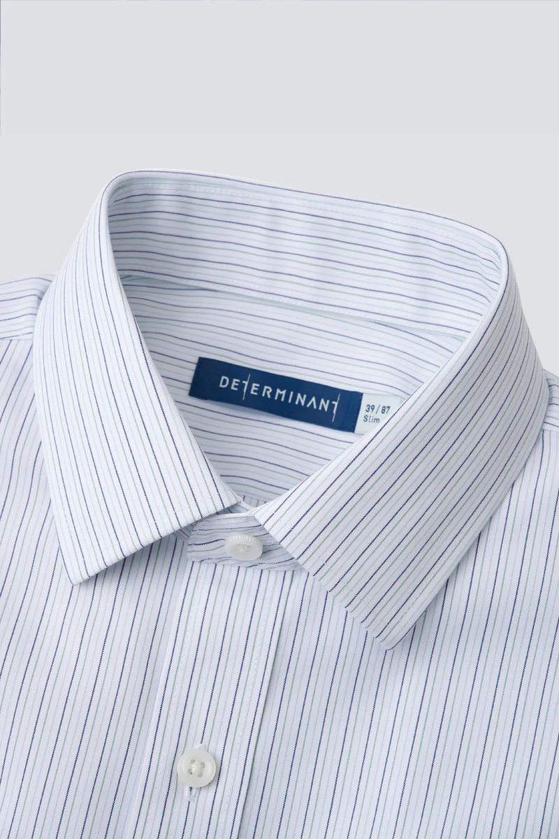 Wrinkle-Free Poplin Dress Shirt | Green Stripes 22497N - Image 6