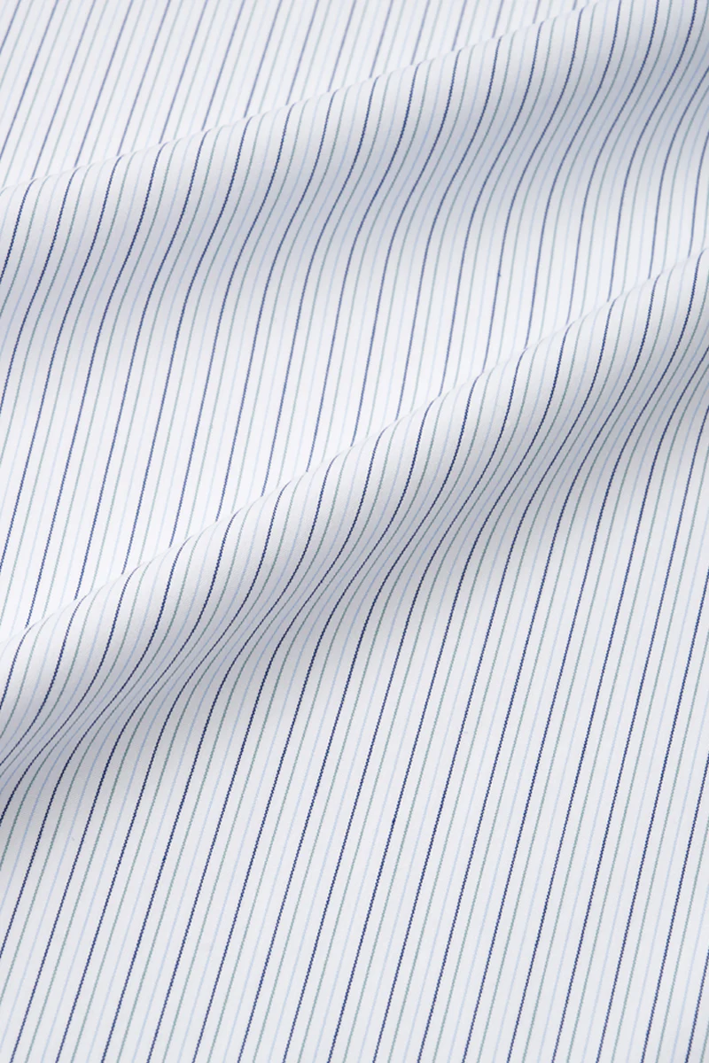 Wrinkle-Free Poplin Dress Shirt | Green Stripes 22497N - Image 8