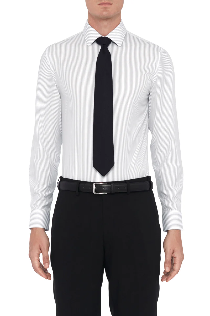 Wrinkle-Free Poplin Dress Shirt | Grey Stripes 10774N - Image 5
