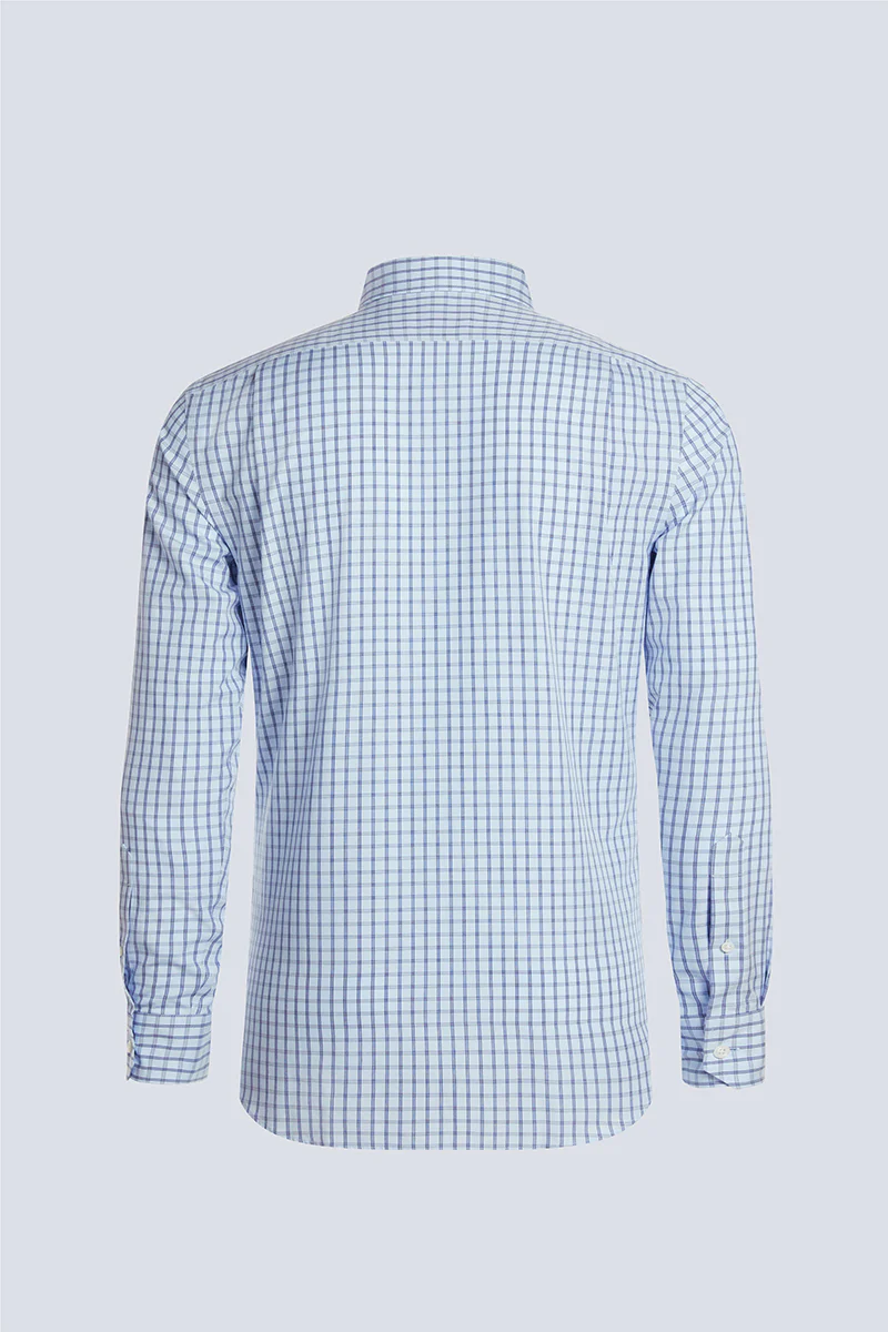 Wrinkle-Free Poplin Dress Shirt | Light Blue Check 15026N - Image 14