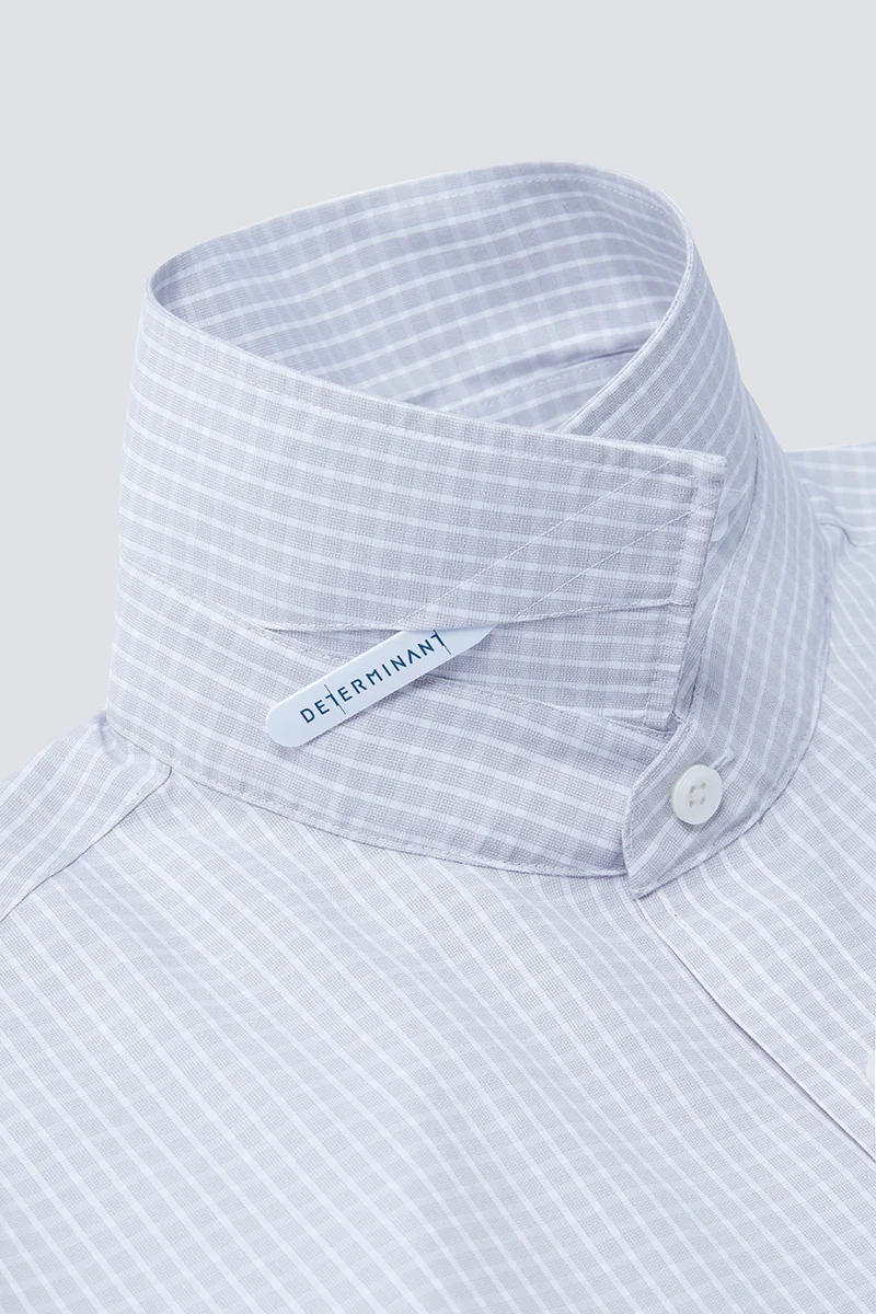 Wrinkle-Free Poplin Dress Shirt | Light Grey Check 16934N - Image 11