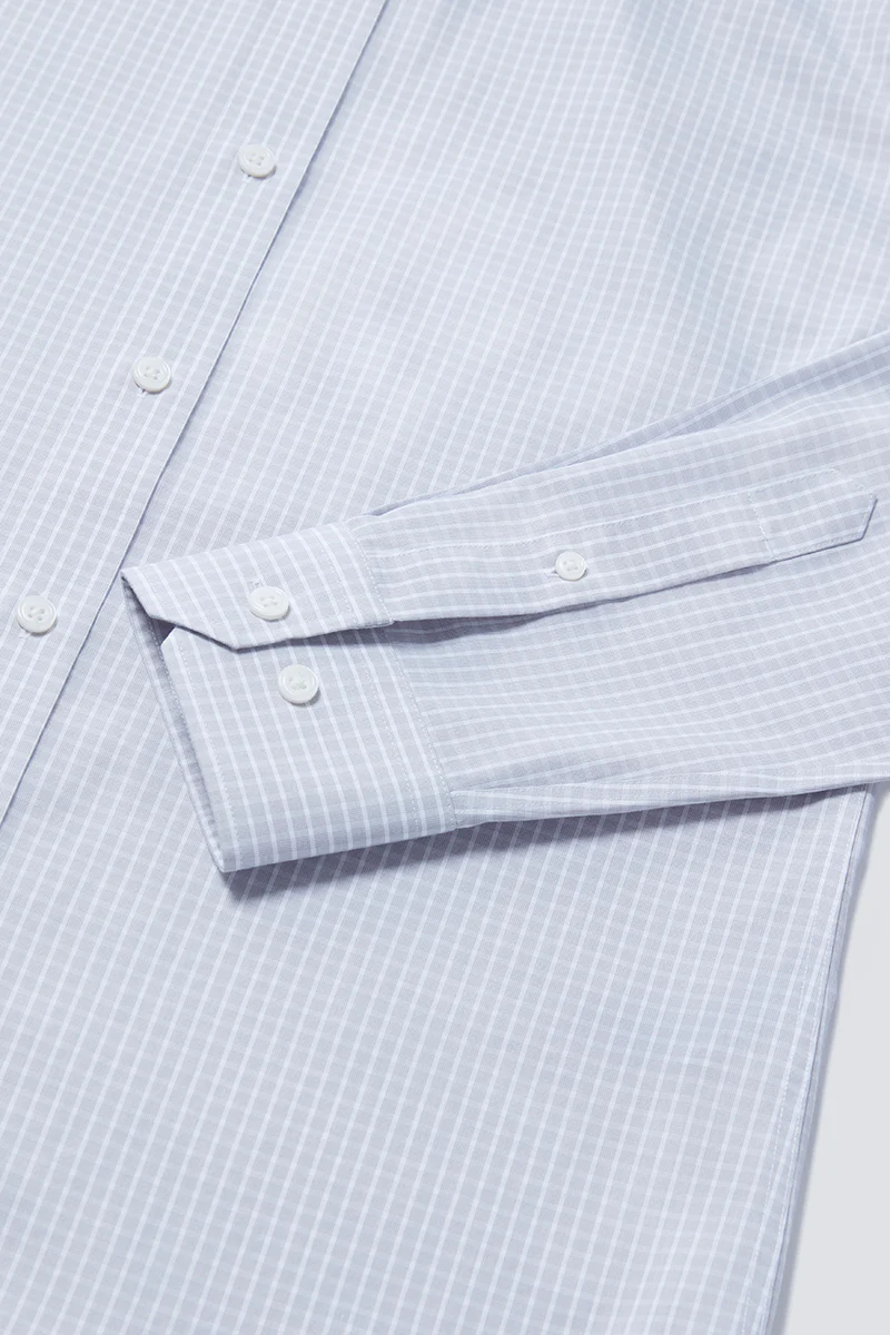Wrinkle-Free Poplin Dress Shirt | Light Grey Check 16934N - Image 12