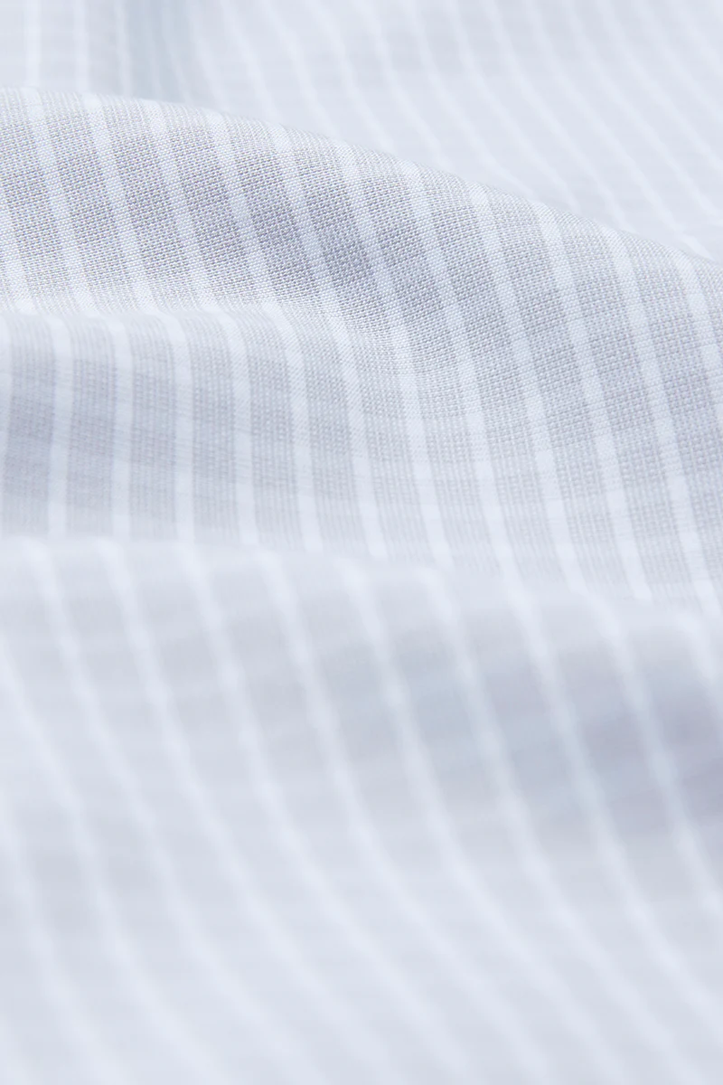 Wrinkle-Free Poplin Dress Shirt | Light Grey Check 16934N - Image 13