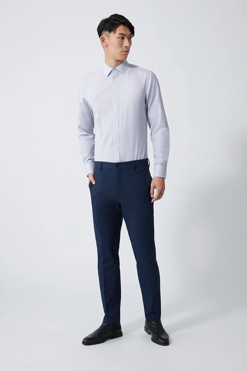 Wrinkle-Free Poplin Dress Shirt | Light Grey Check 16934N - Image 3