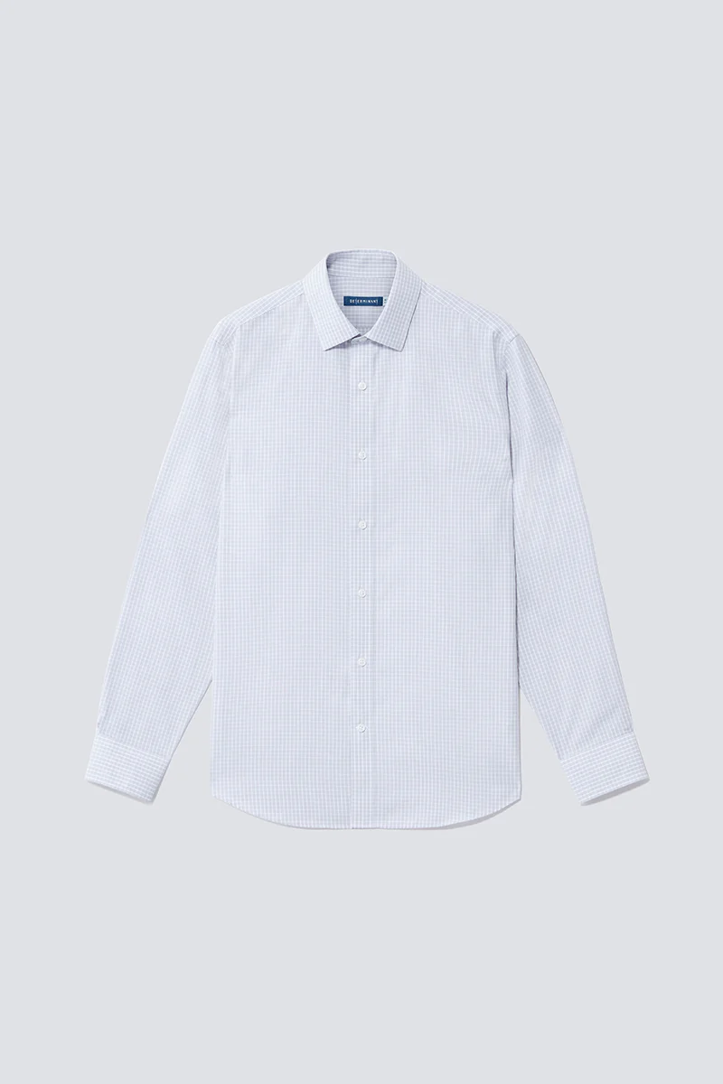 Wrinkle-Free Poplin Dress Shirt | Light Grey Check 16934N - Image 7