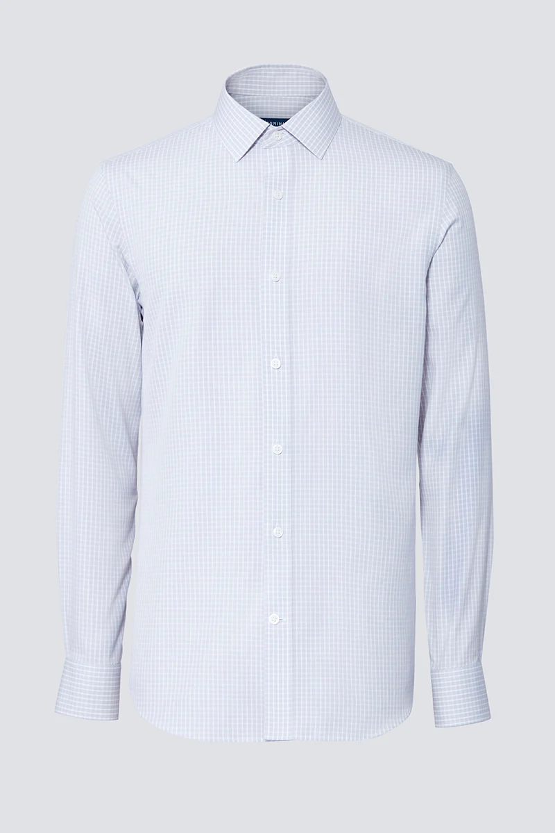 Wrinkle-Free Poplin Dress Shirt | Light Grey Check 16934N - Image 8