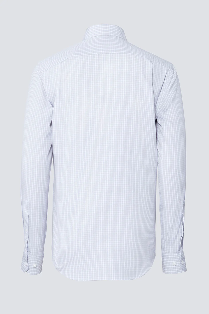 Wrinkle-Free Poplin Dress Shirt | Light Grey Check 16934N - Image 9