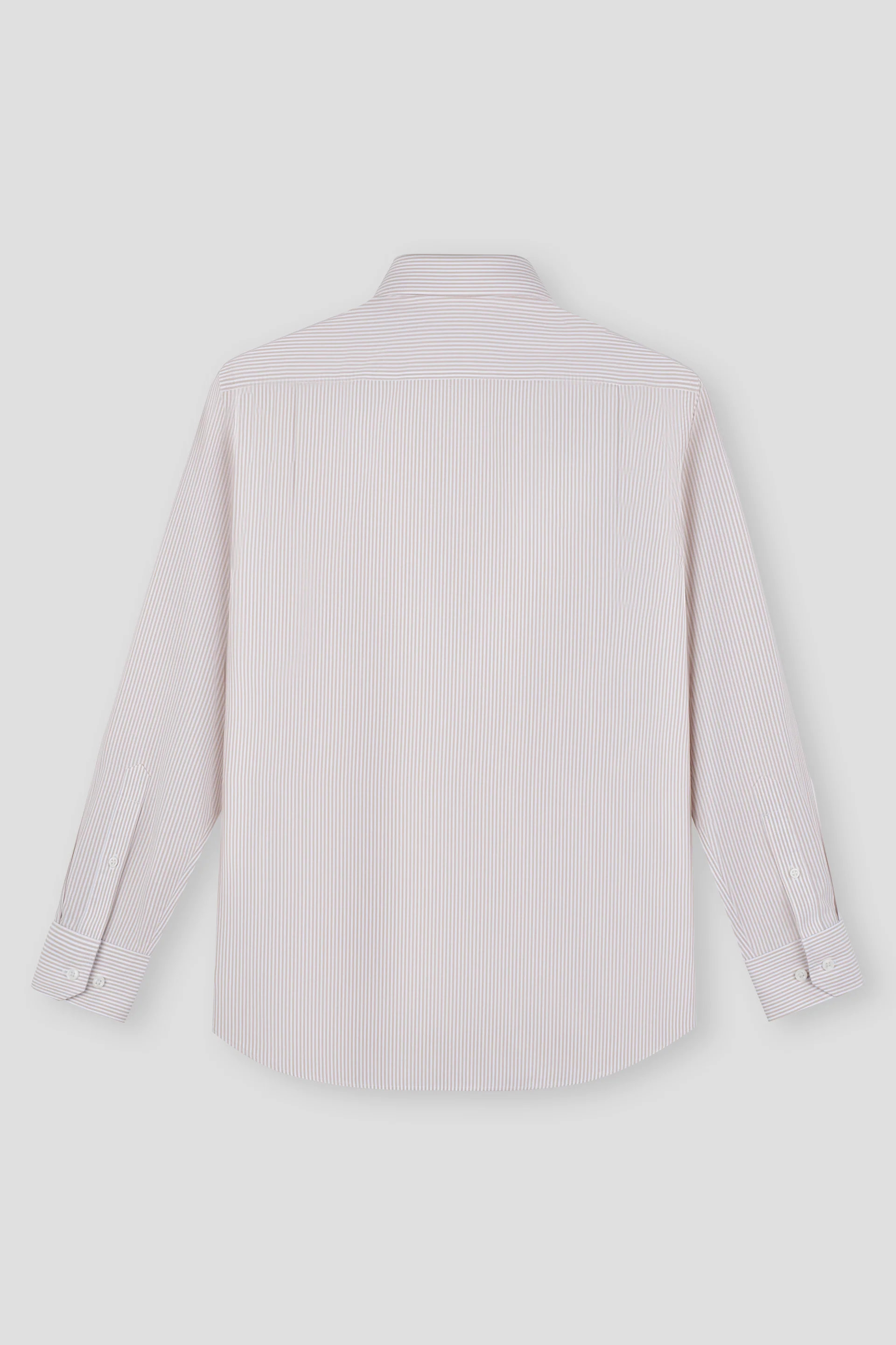 Wrinkle-Free Poplin Dress Shirt | Light Khaki Stripes 12957N - Image 3
