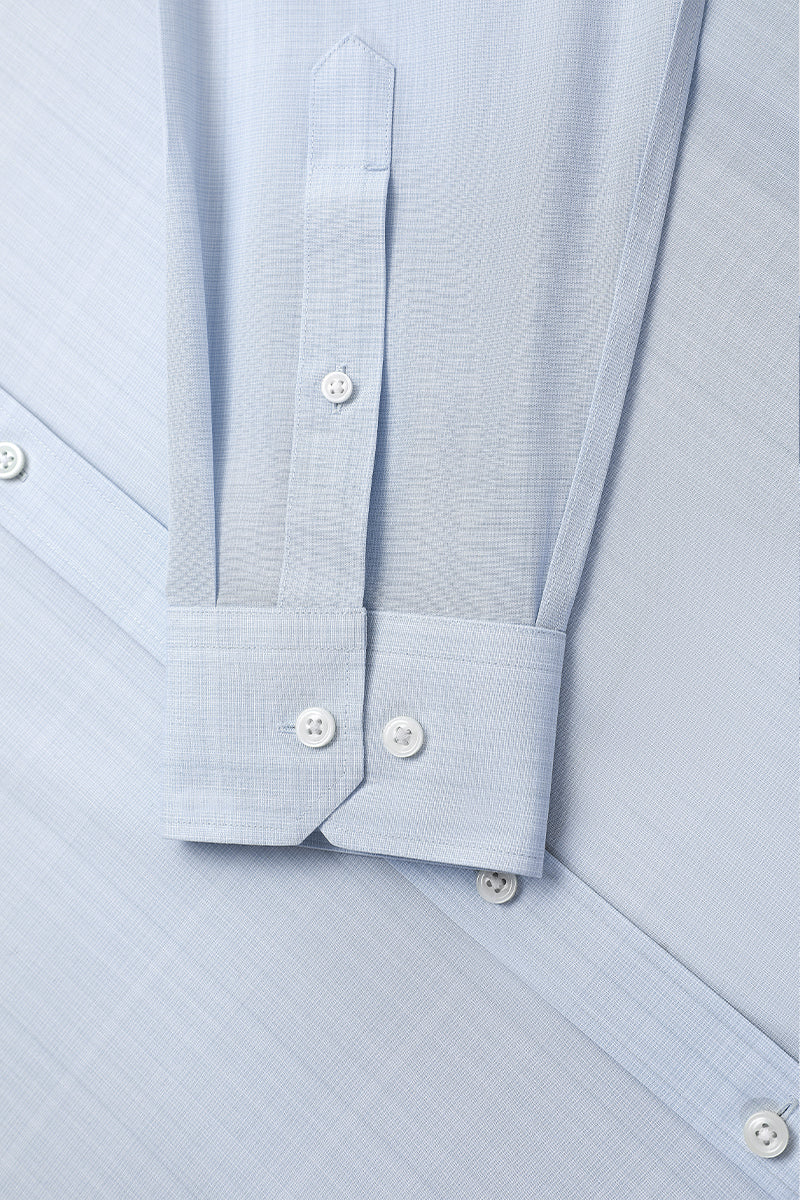 Wrinkle-Free Poplin Dress Shirt | Pale Blue Semi Plain 28513N - Image 11