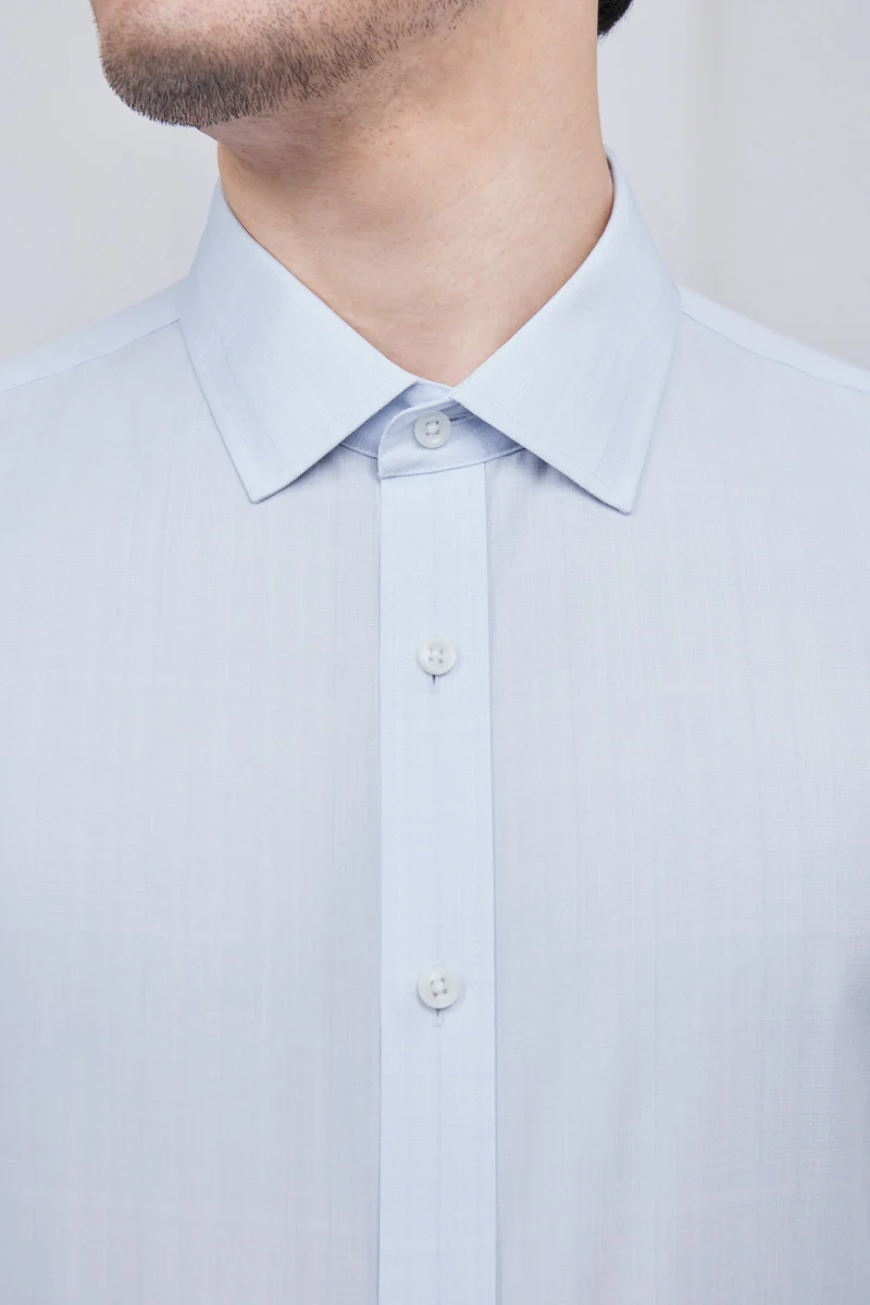 Wrinkle-Free Poplin Dress Shirt | Pale Blue Semi Plain 28513N - Image 2