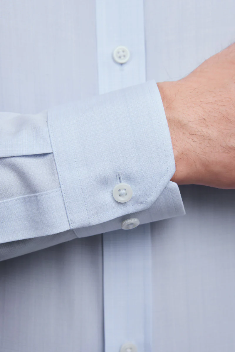 Wrinkle-Free Poplin Dress Shirt | Pale Blue Semi Plain 28513N - Image 6