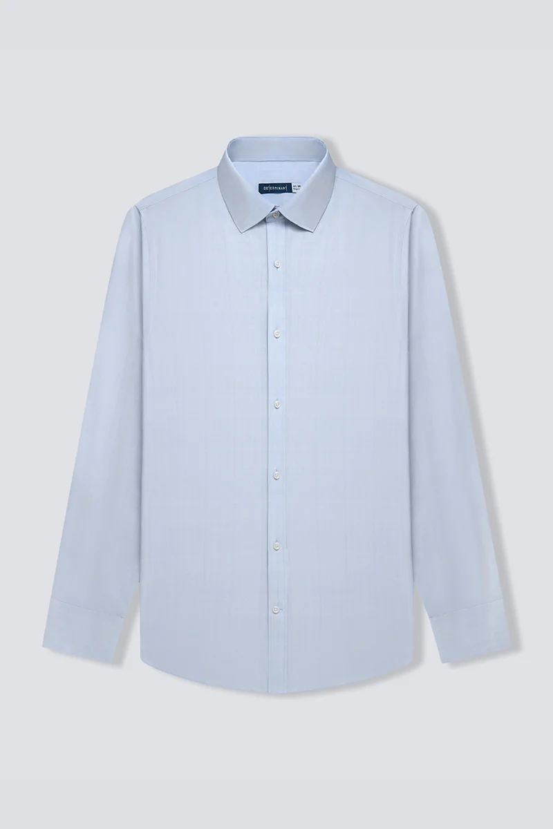 Wrinkle-Free Poplin Dress Shirt | Pale Blue Semi Plain 28513N - Image 7