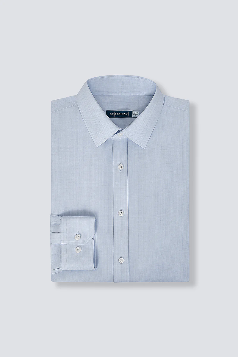 Wrinkle-Free Poplin Dress Shirt | Pale Blue Semi Plain 28513N - Image 9