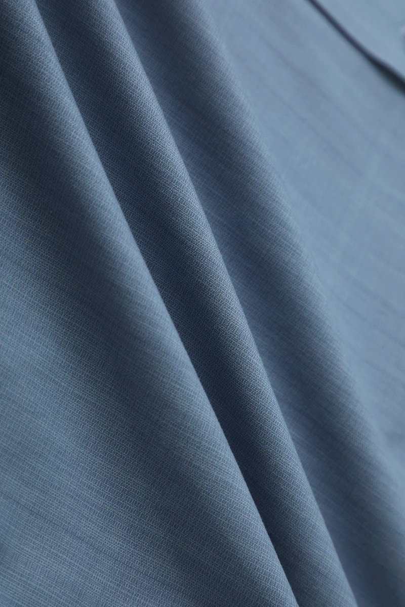 Wrinkle-Free Poplin Dress Shirt | Mid Blue Semi Plain 28514N - Image 11