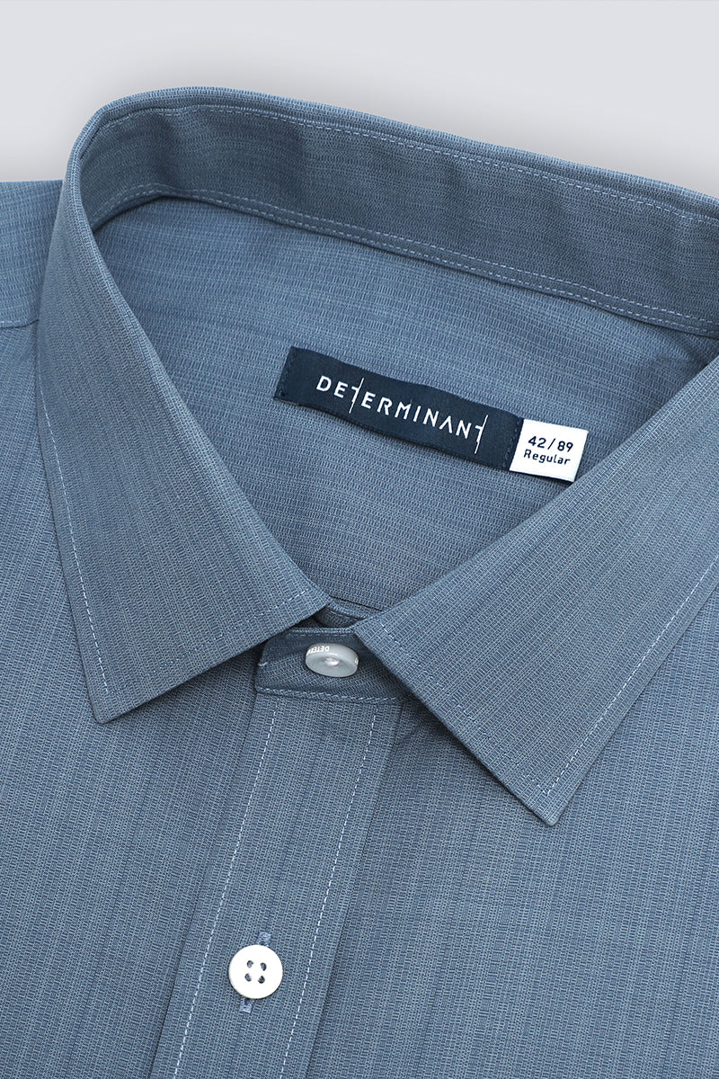 Wrinkle-Free Poplin Dress Shirt | Mid Blue Semi Plain 28514N - Image 9
