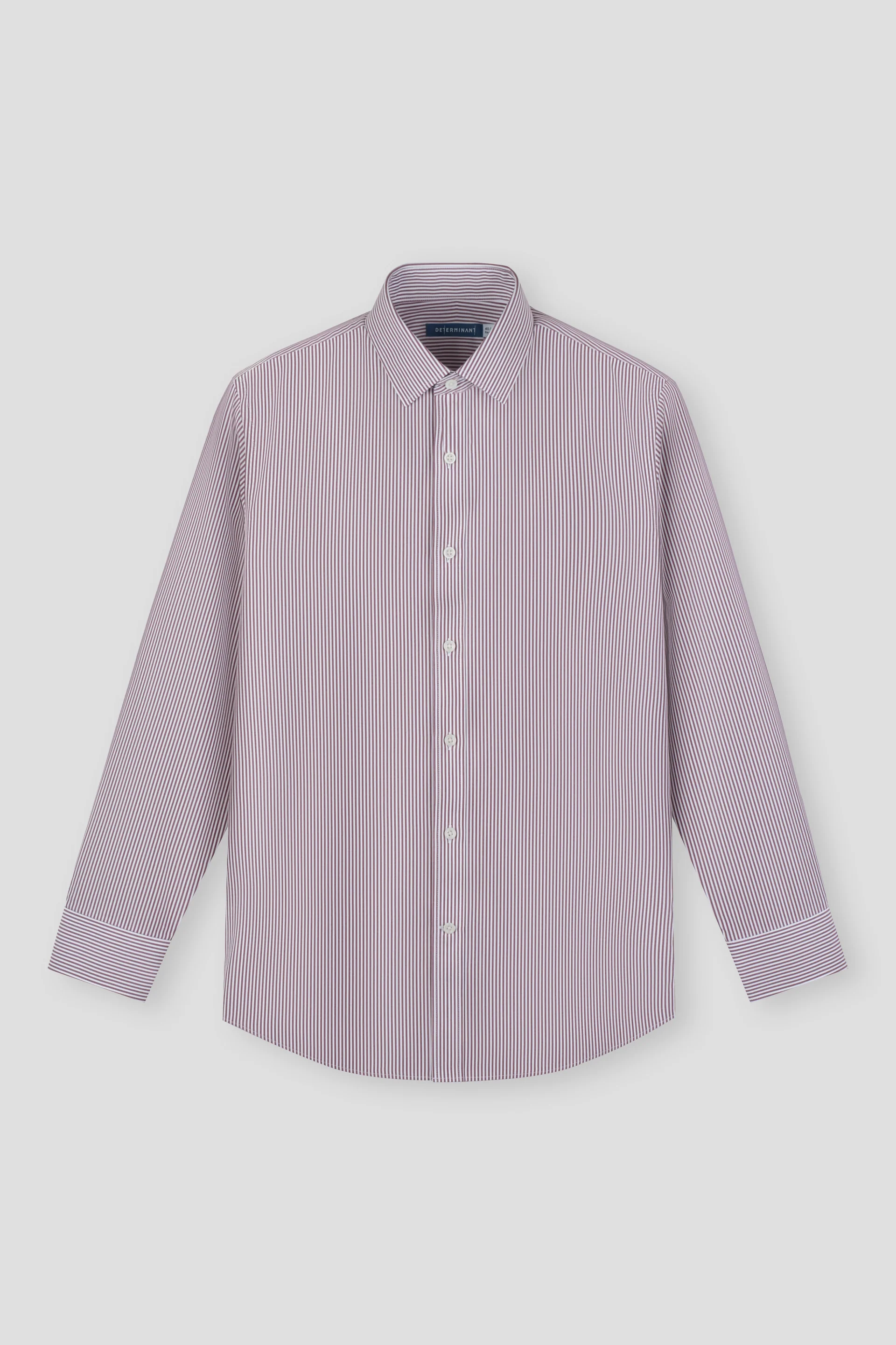 Wrinkle-Free Poplin Dress Shirt | Plum Burgundy Stripes 10091N - Image 2