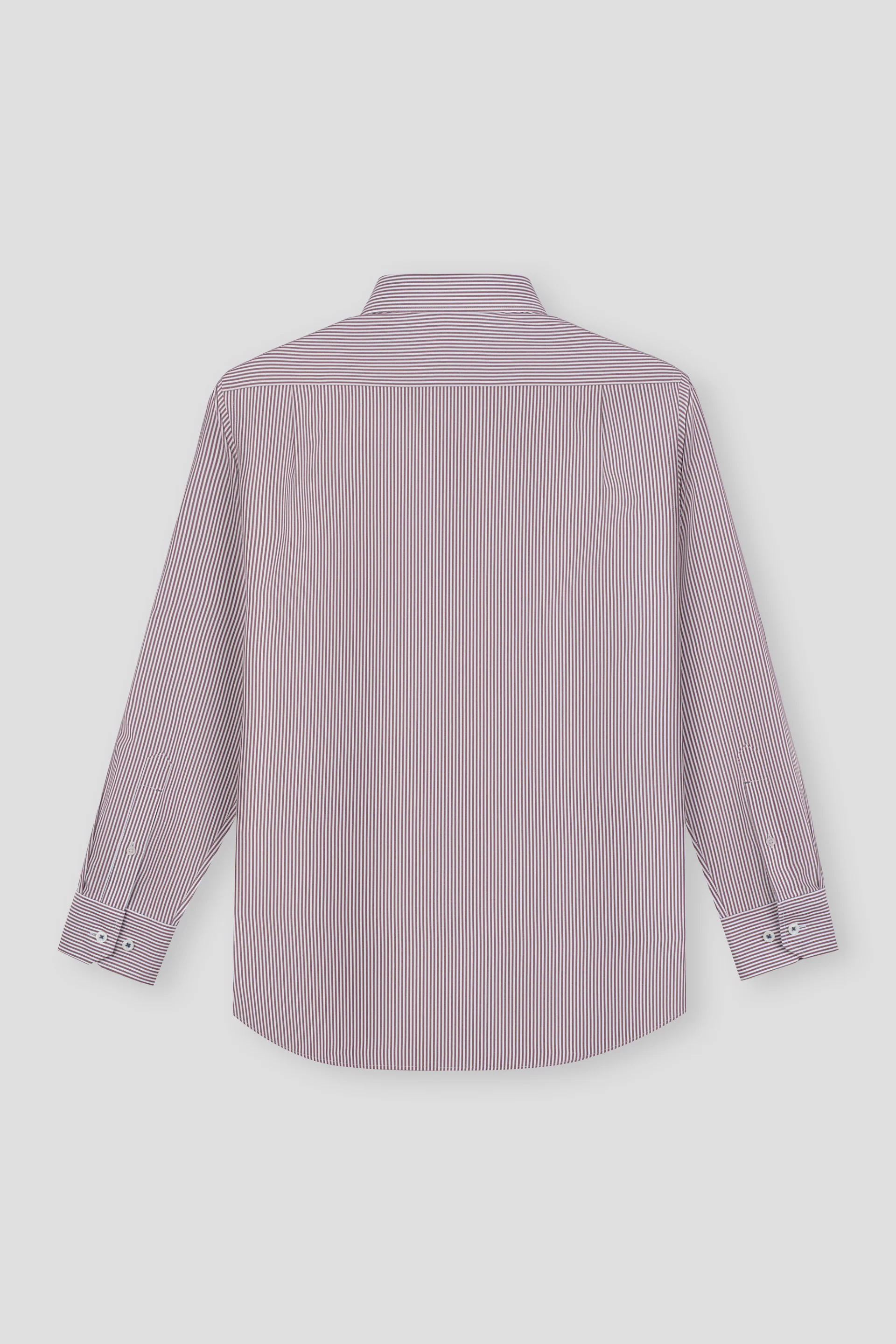 Wrinkle-Free Poplin Dress Shirt | Plum Burgundy Stripes 10091N - Image 3