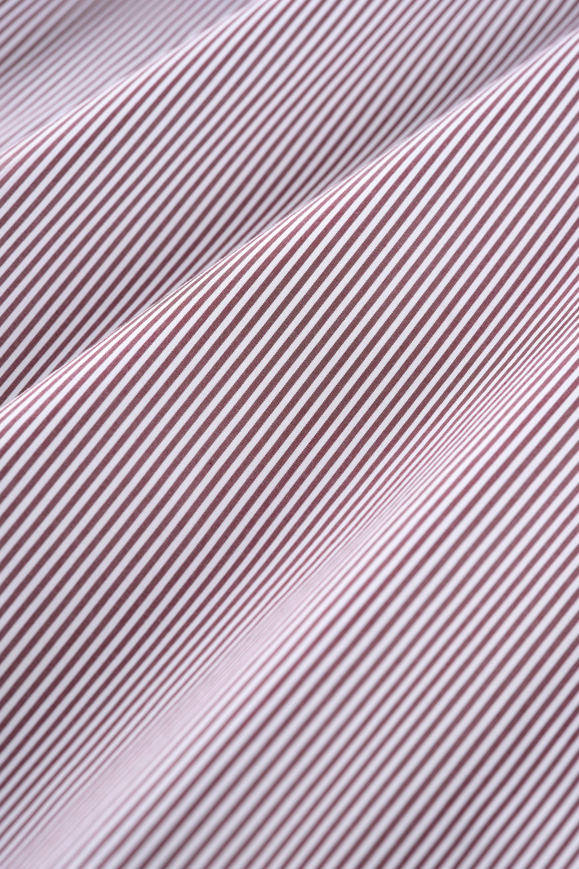 Wrinkle-Free Poplin Dress Shirt | Plum Burgundy Stripes 10091N - Image 5