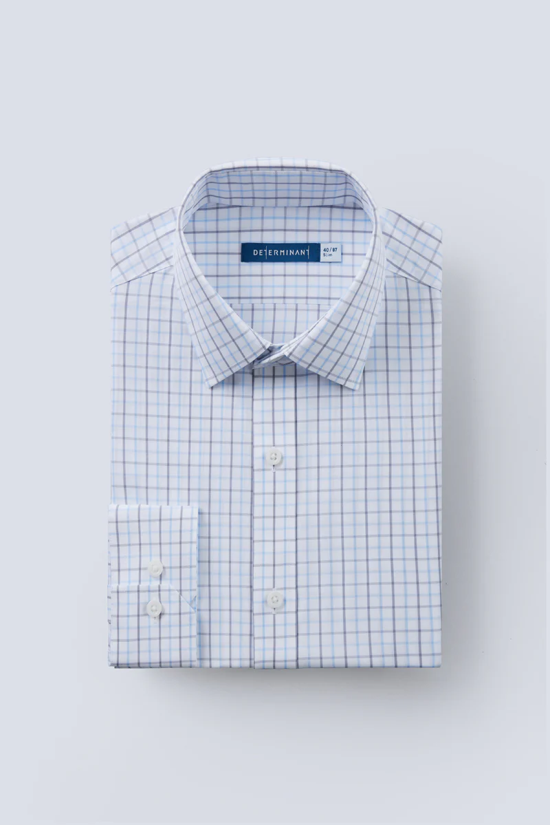 Wrinkle-Free Poplin Dress Shirt | White Multi-Check 25676N - Image 10