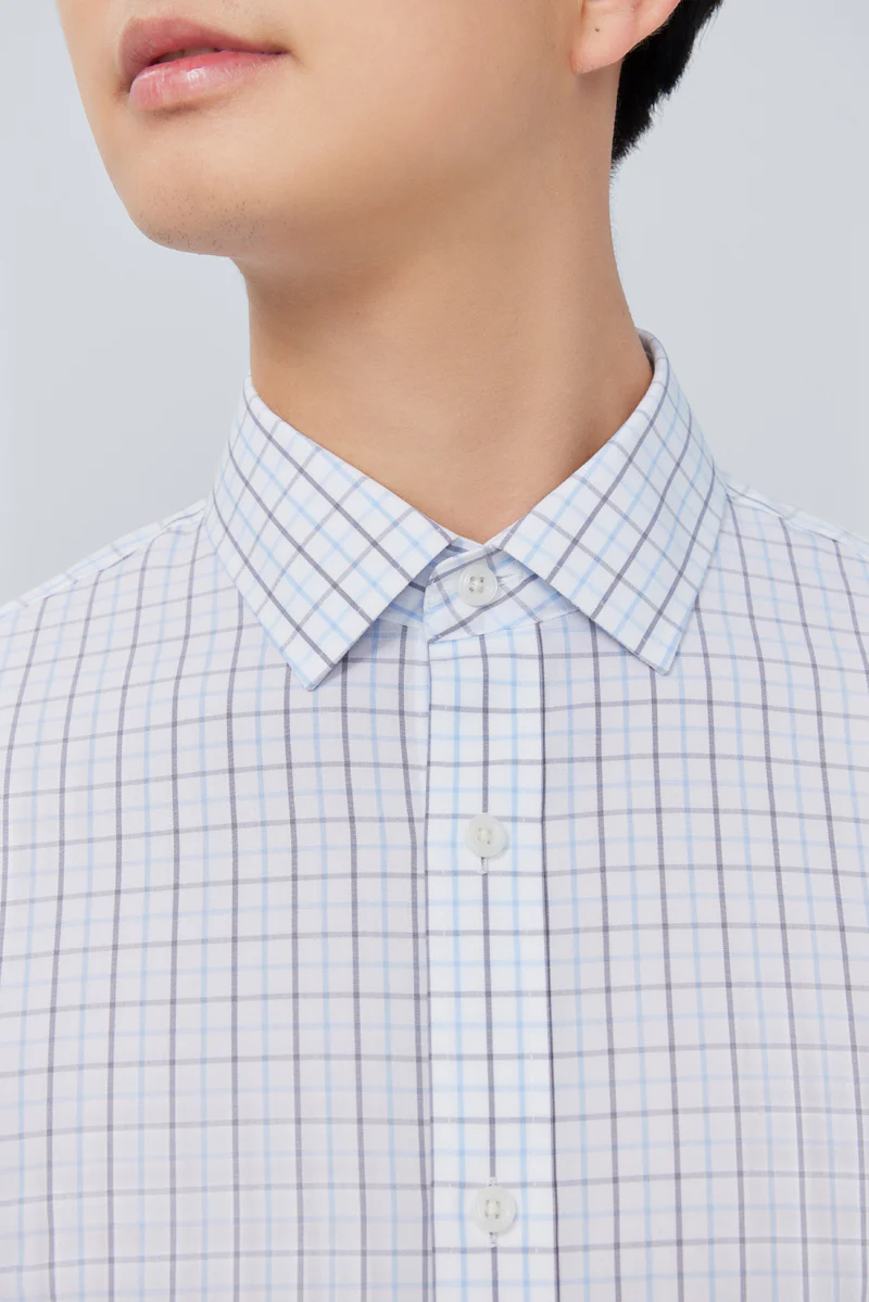 Wrinkle-Free Poplin Dress Shirt | White Multi-Check 25676N - Image 2