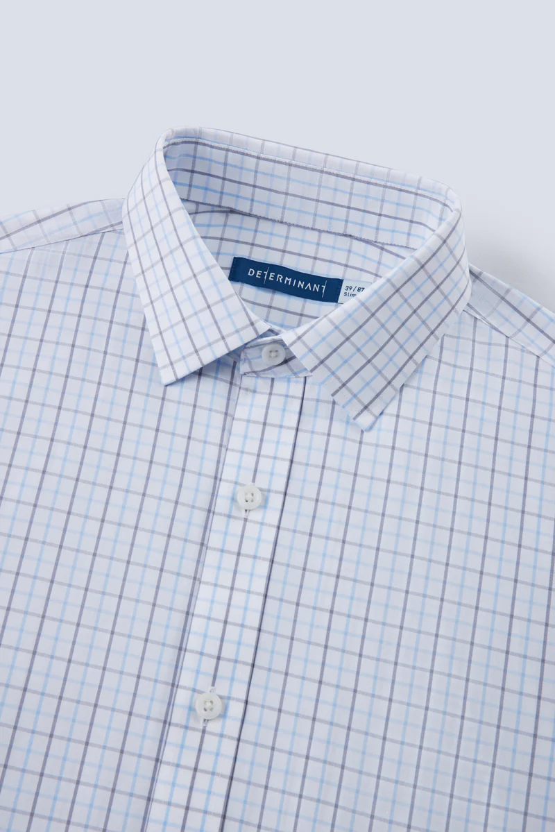 Wrinkle-Free Poplin Dress Shirt | White Multi-Check 25676N - Image 6