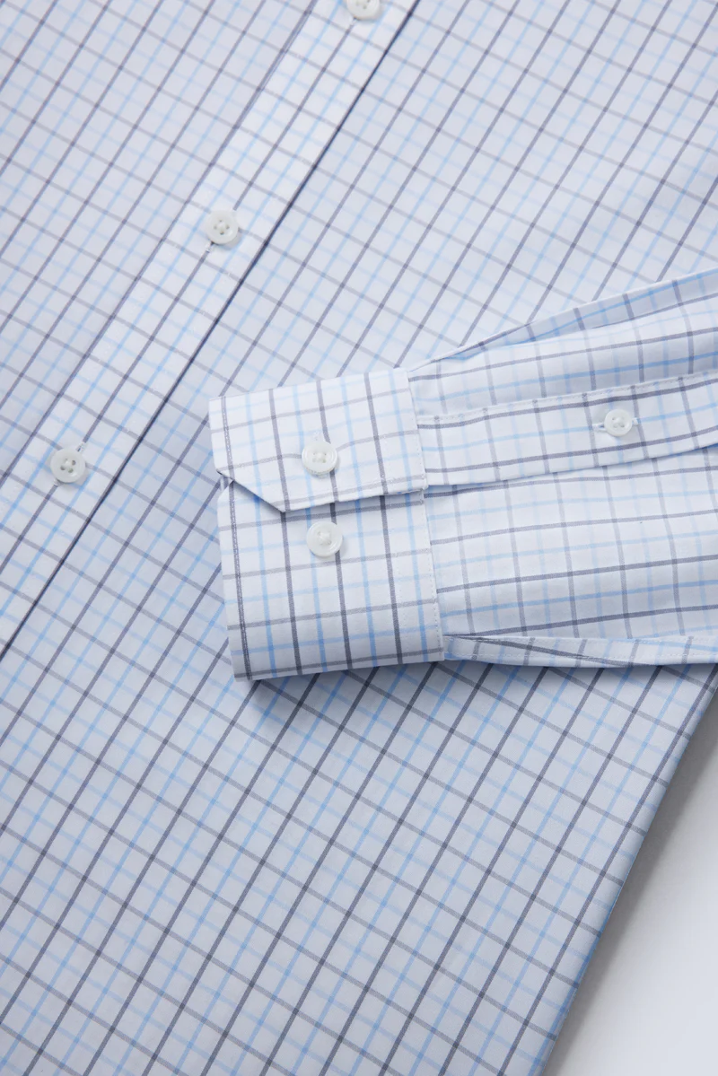 Wrinkle-Free Poplin Dress Shirt | White Multi-Check 25676N - Image 7