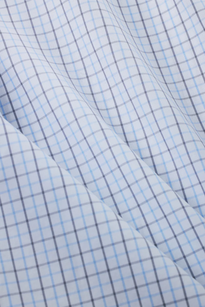 Wrinkle-Free Poplin Dress Shirt | White Multi-Check 25676N - Image 8