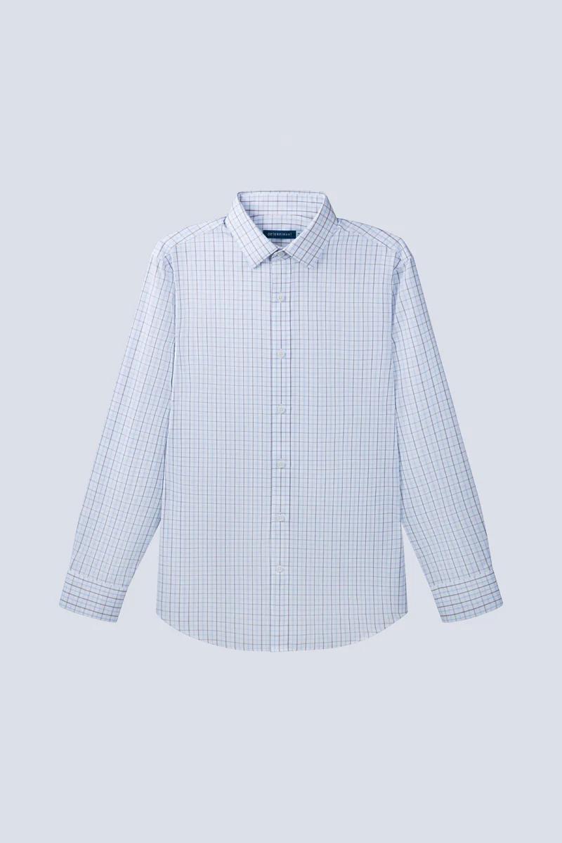 Wrinkle-Free Poplin Dress Shirt | White Multi-Check 25676N - Image 9