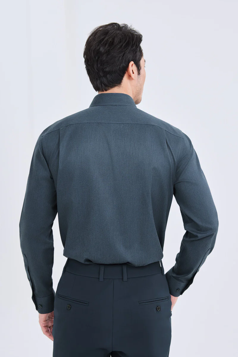 Wrinkle-Free Twill Heather Dress Shirt | Grey Blue 27790N - Image 3