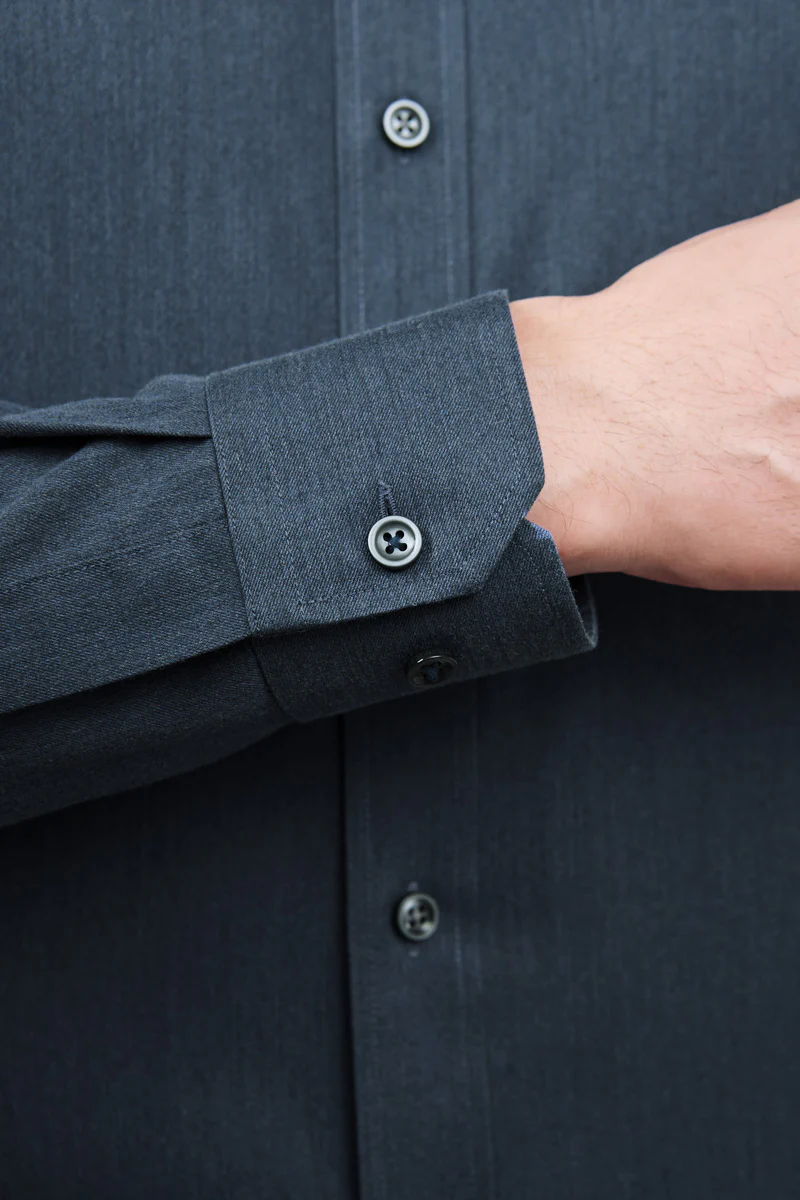 Wrinkle-Free Twill Heather Dress Shirt | Grey Blue 27790N - Image 4