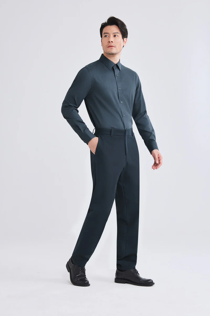 Wrinkle-Free Twill Heather Dress Shirt | Grey Blue 27790N - Image 5
