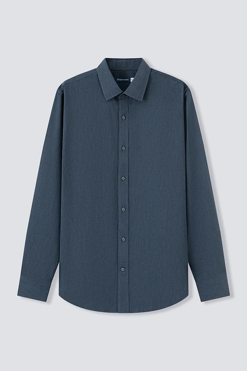 Wrinkle-Free Twill Heather Dress Shirt | Grey Blue 27790N - Image 7