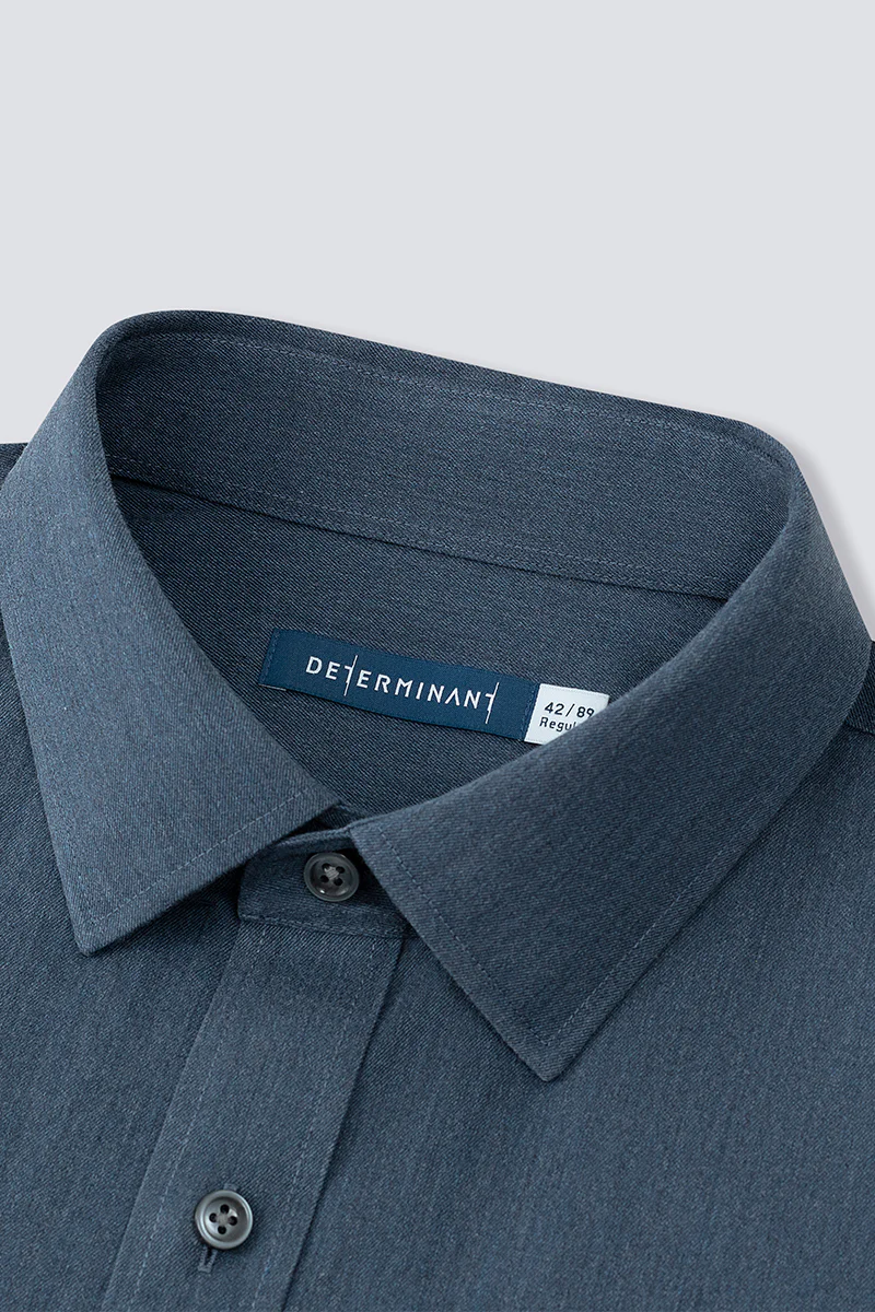 Wrinkle-Free Twill Heather Dress Shirt | Grey Blue 27790N - Image 8
