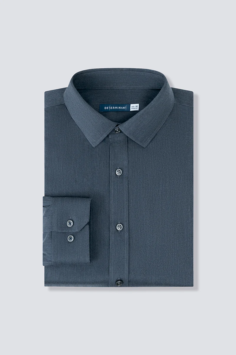 Wrinkle-Free Twill Heather Dress Shirt | Grey Blue 27790N - Image 9