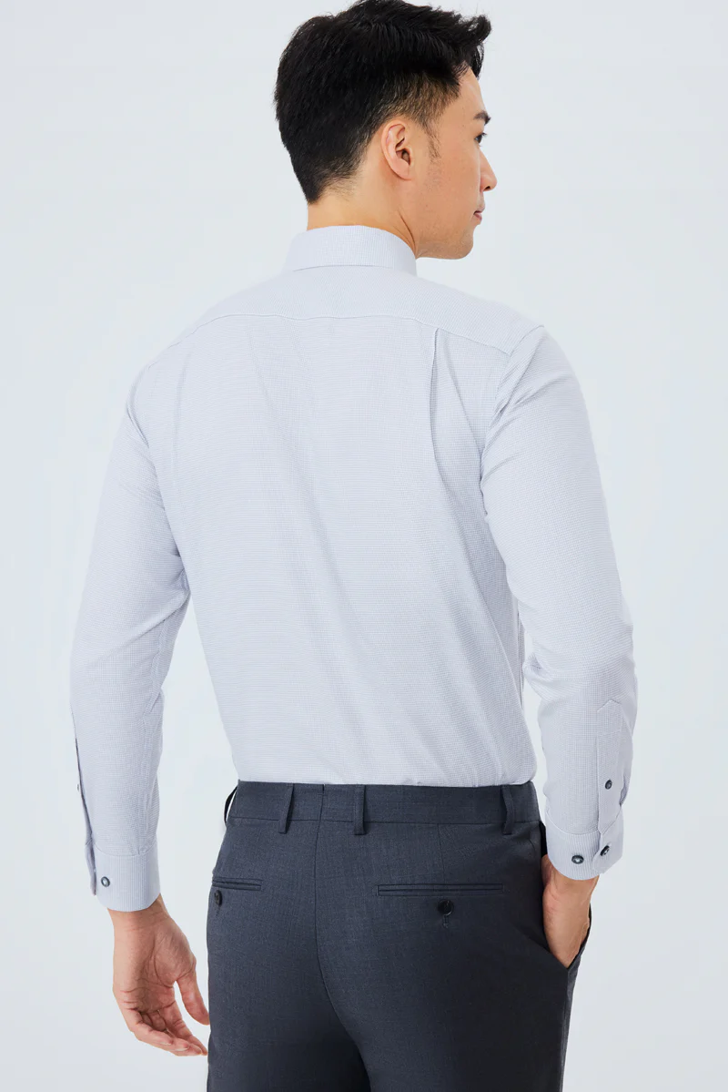 Wrinkle-Free Twill Dress Shirt | Grey Check 10519N - Image 4