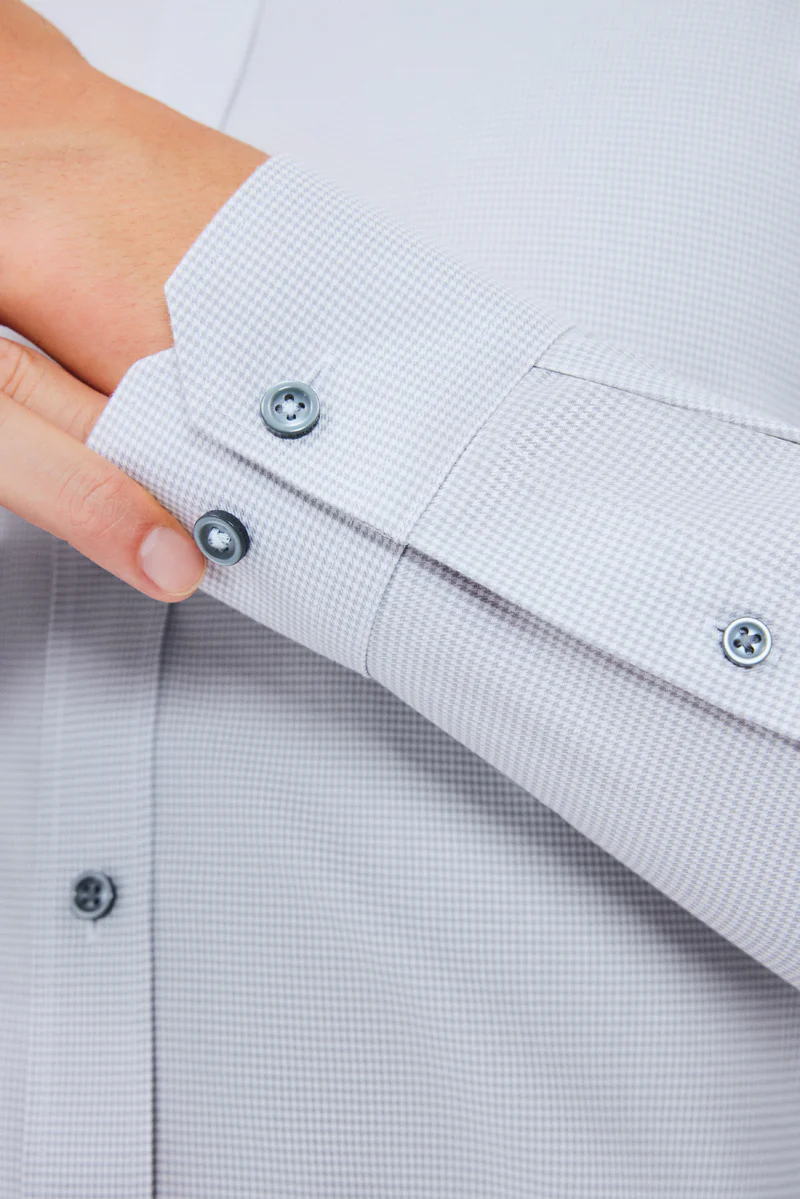 Wrinkle-Free Twill Dress Shirt | Grey Check 10519N - Image 5