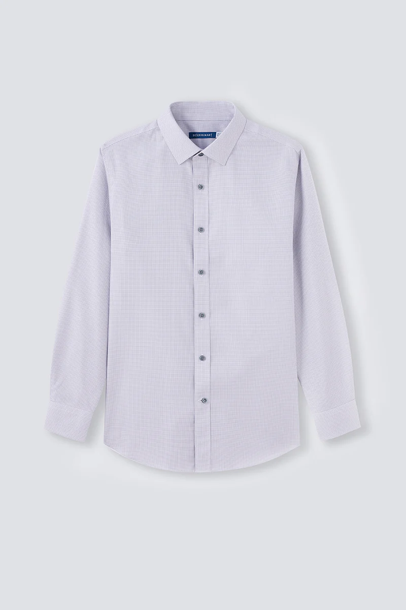 Wrinkle-Free Twill Dress Shirt | Grey Check 10519N - Image 9