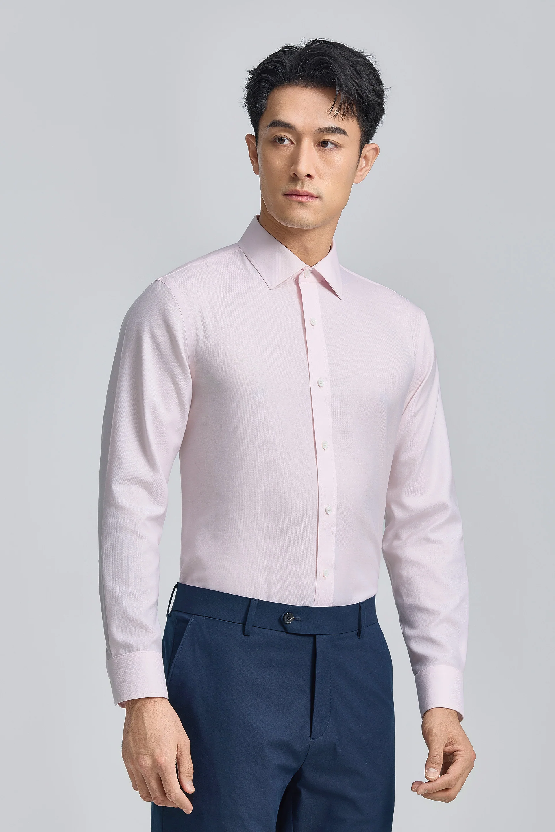 Wrinkle-Free Twill Dress Shirt | Lavender Forest Plain 30028N - Image 7