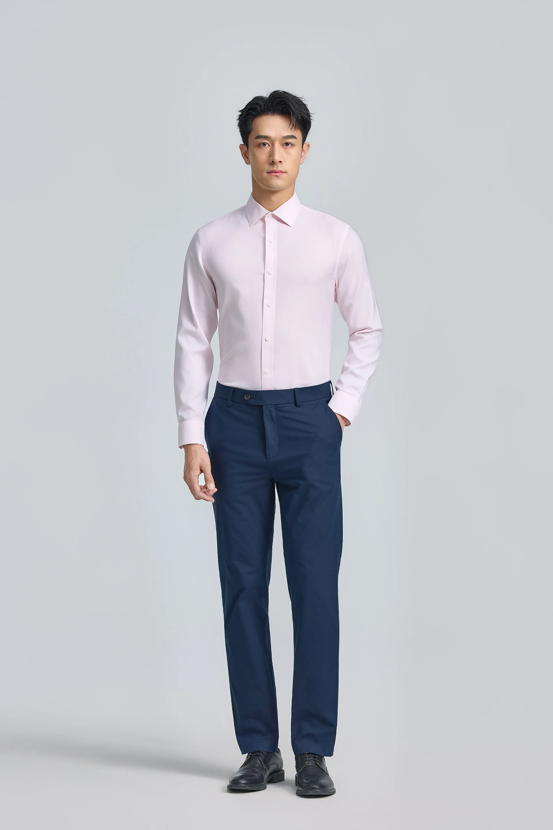 Wrinkle-Free Twill Dress Shirt | Lavender Forest Plain 30028N - Image 8