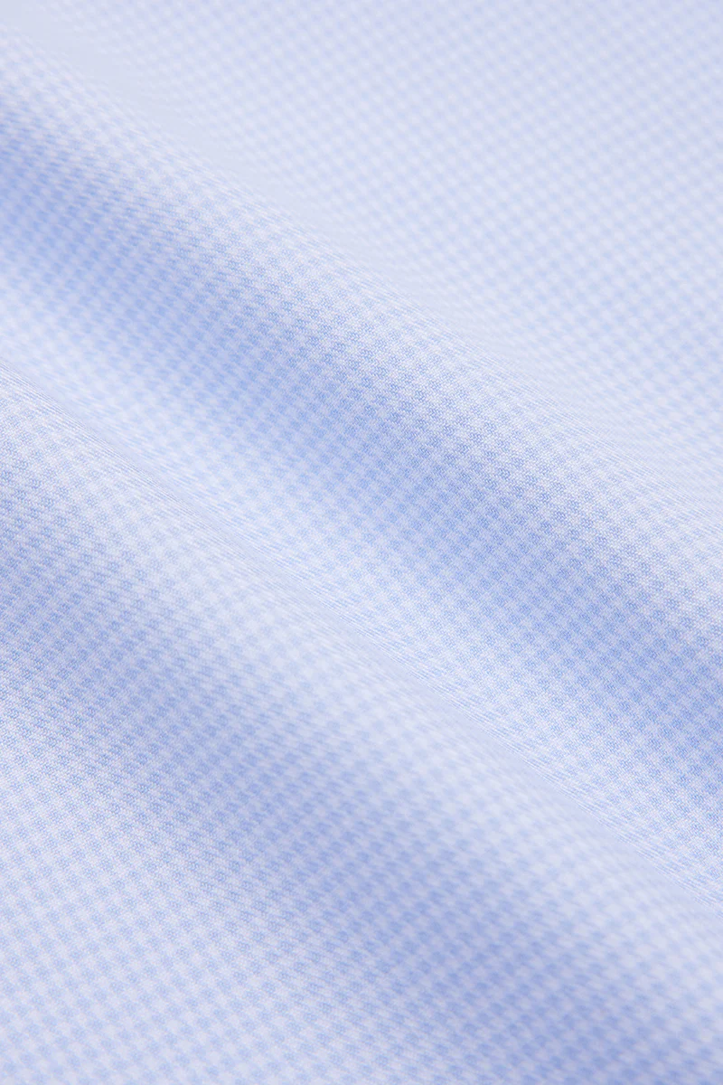 Wrinkle-Free Twill Dress Shirt | Light Blue Check 10518N - Image 8