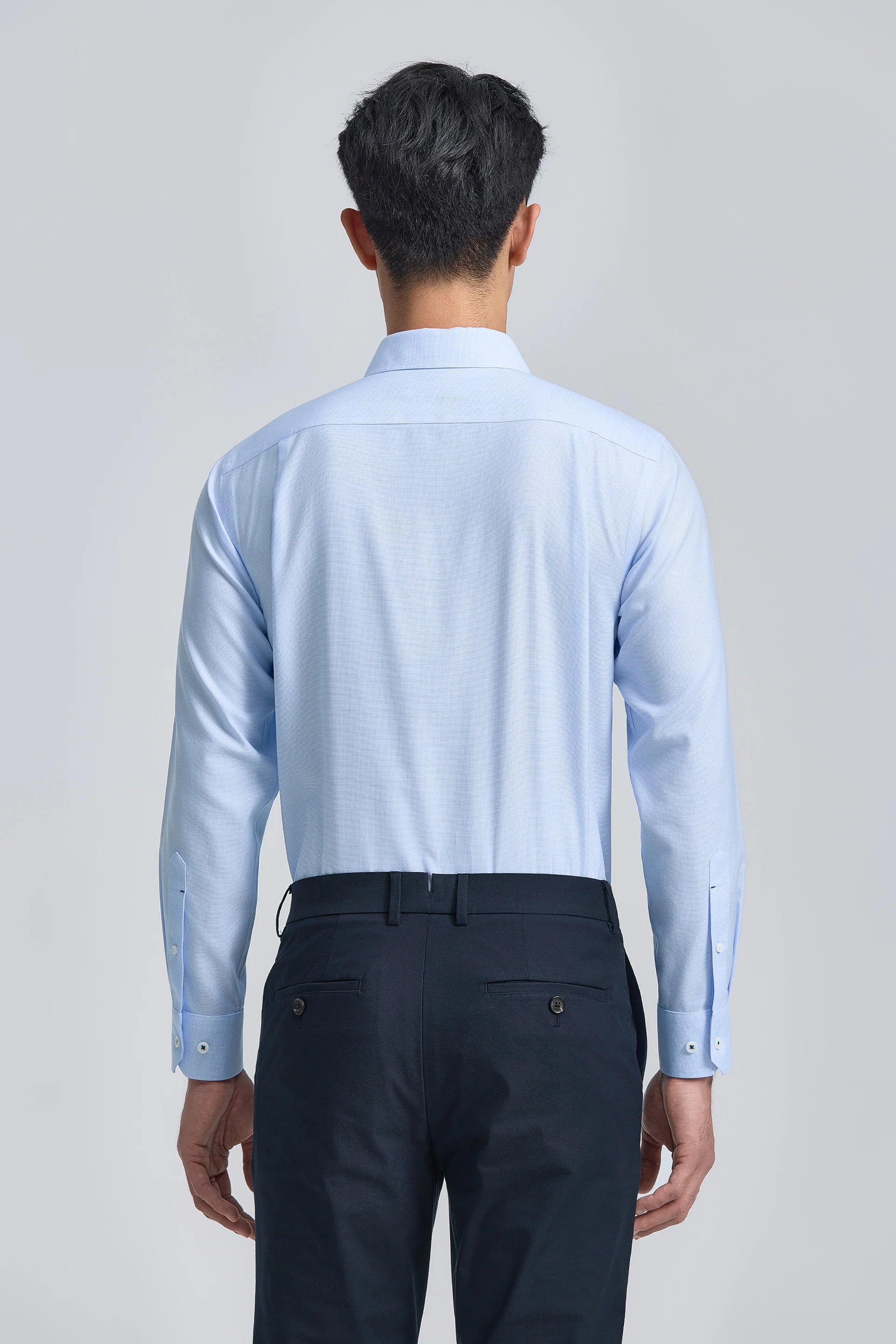 Wrinkle-Free Twill Dress Shirt | Light Blue Plain 16483N - Image 10