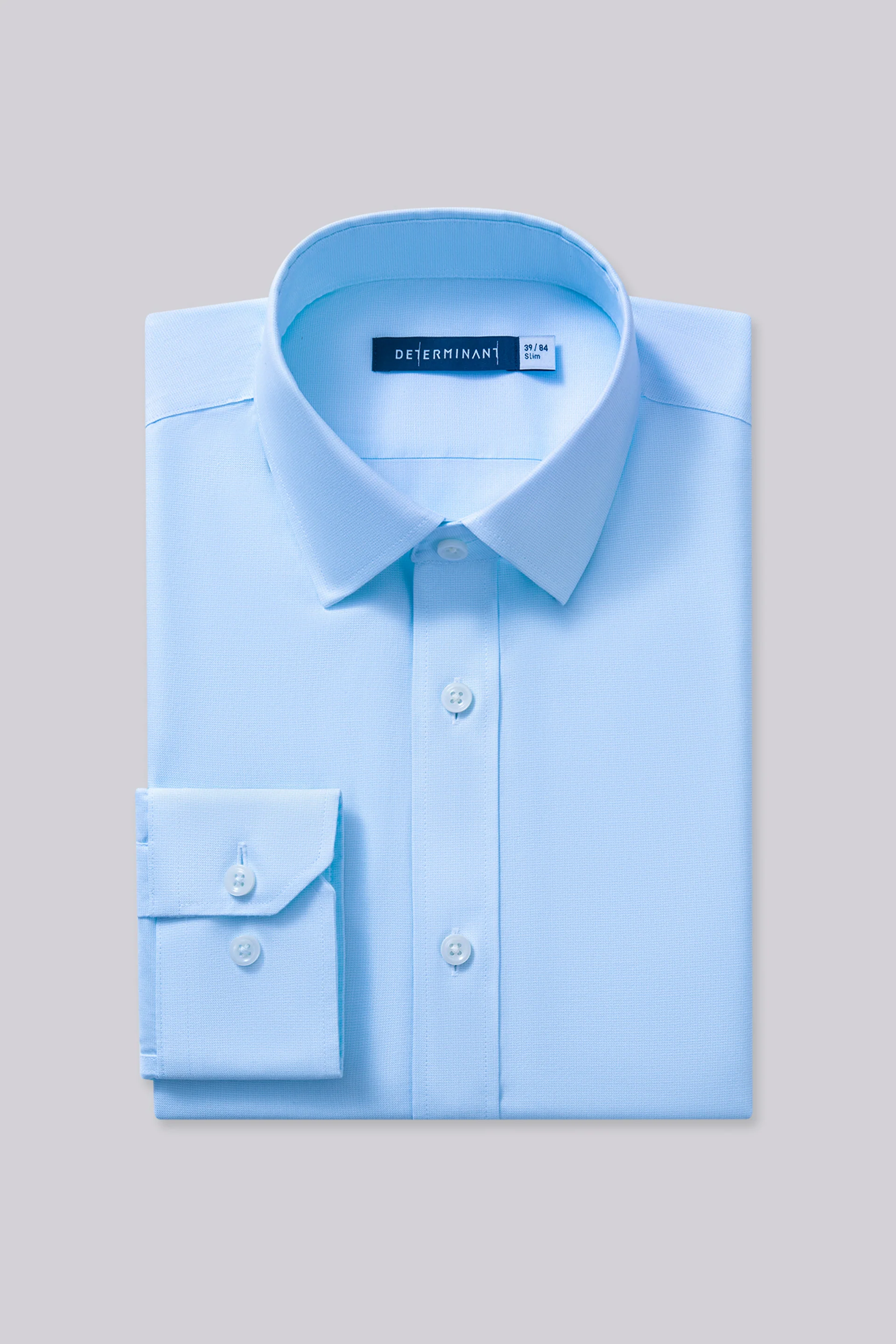 Wrinkle-Free Twill Dress Shirt | Light Blue Plain 16483N - Image 3