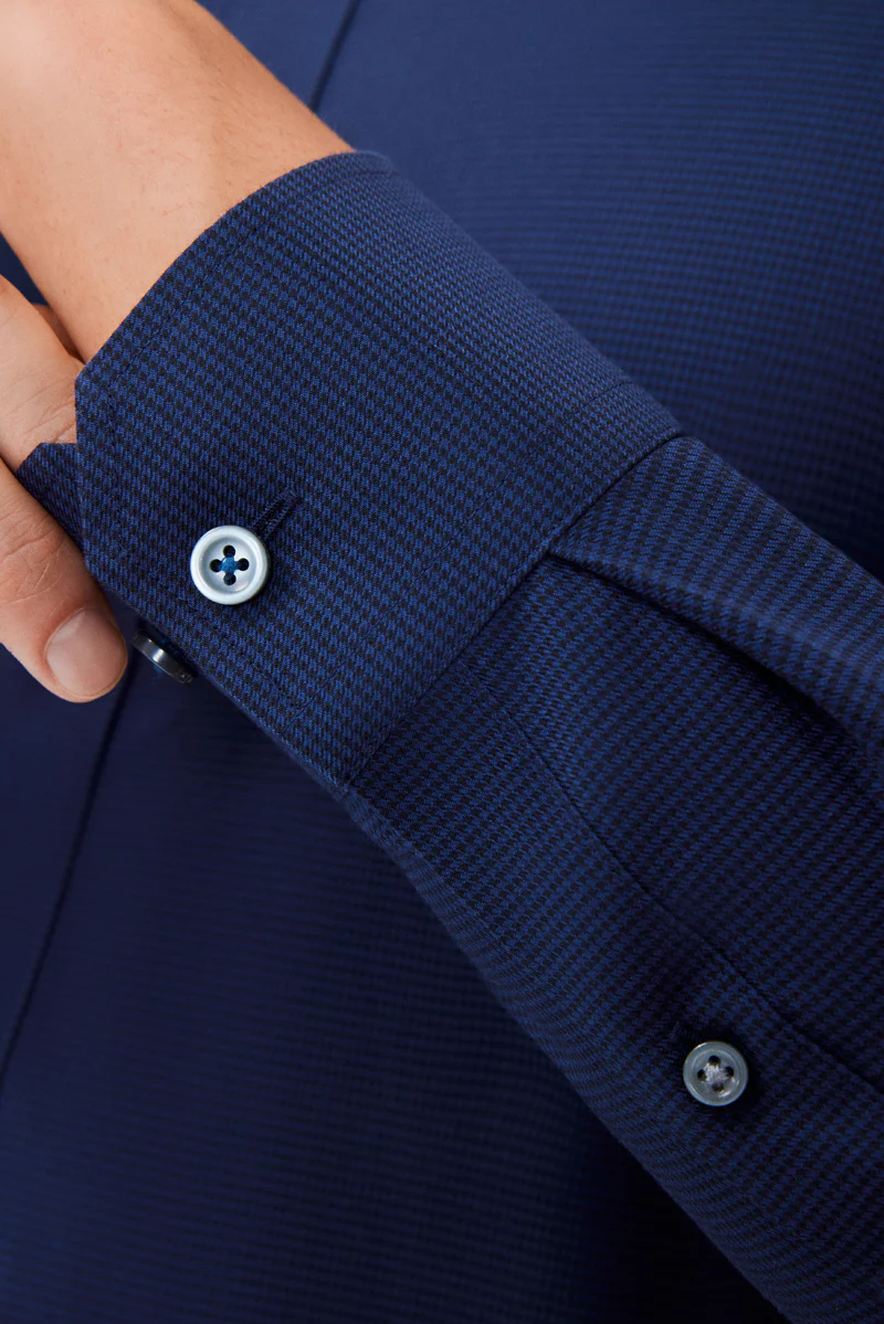 Wrinkle-Free Twill Dress Shirt | Navy Check 10520N - Image 5