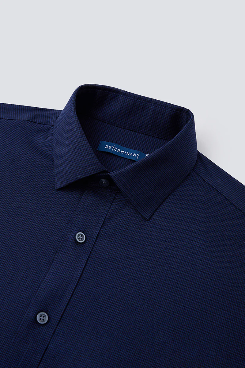 Wrinkle-Free Twill Dress Shirt | Navy Check 10520N - Image 6