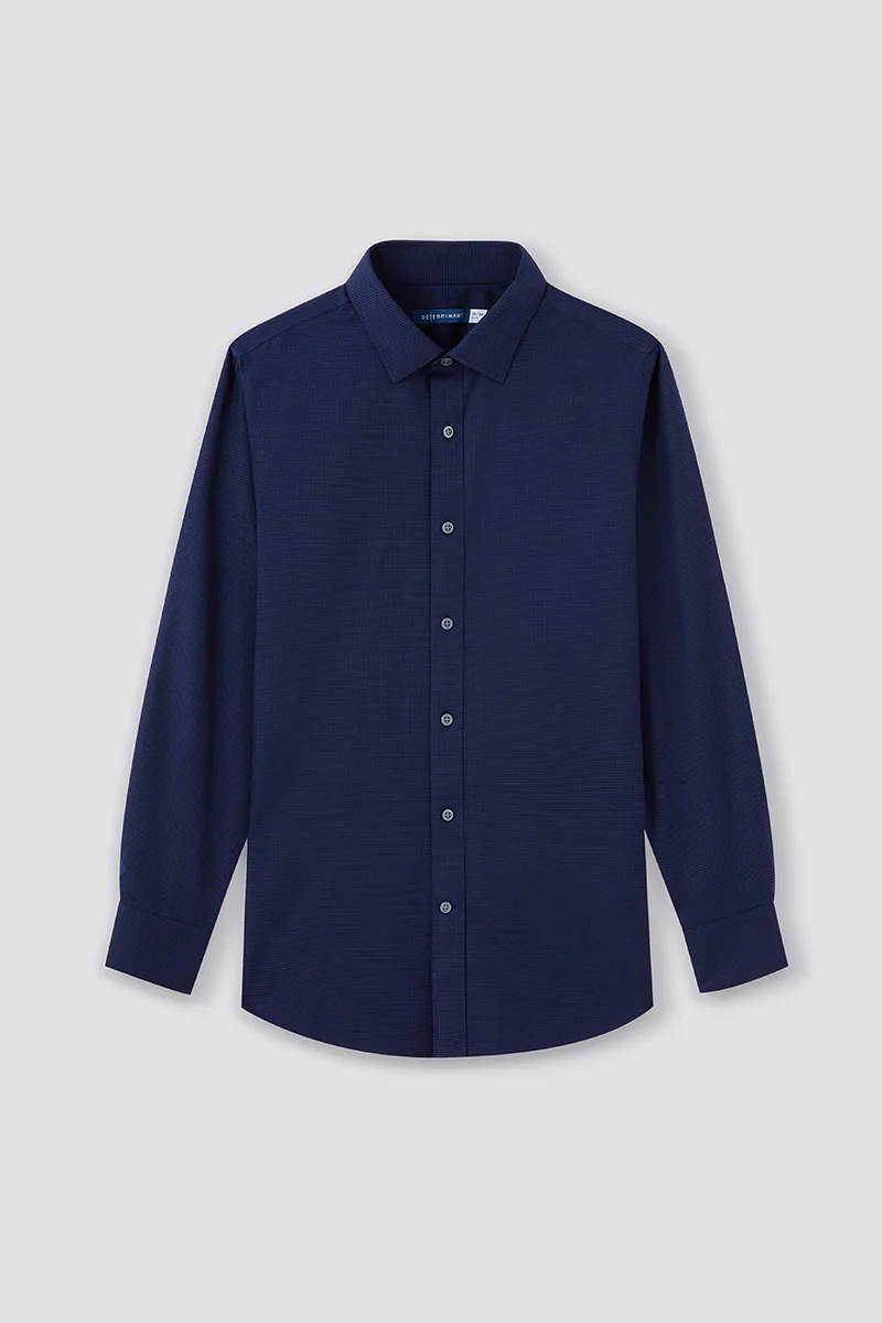 Wrinkle-Free Twill Dress Shirt | Navy Check 10520N - Image 8