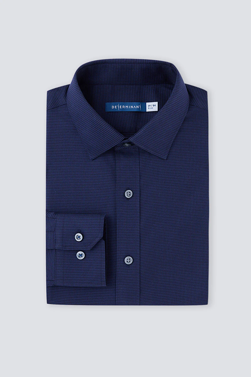 Wrinkle-Free Twill Dress Shirt | Navy Check 10520N - Image 9