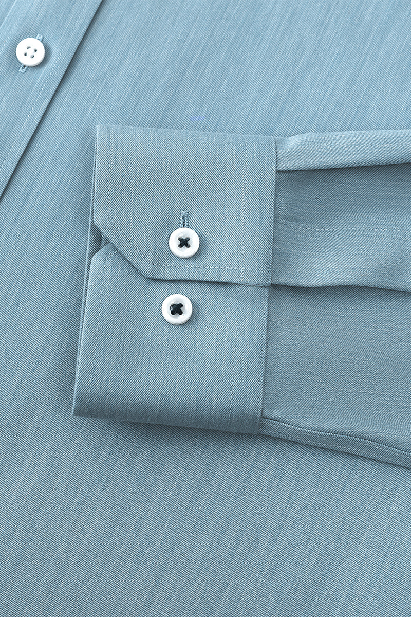 Wrinkle-Free Twill Heather Dress Shirt | Sky Blue 27796N - Image 10