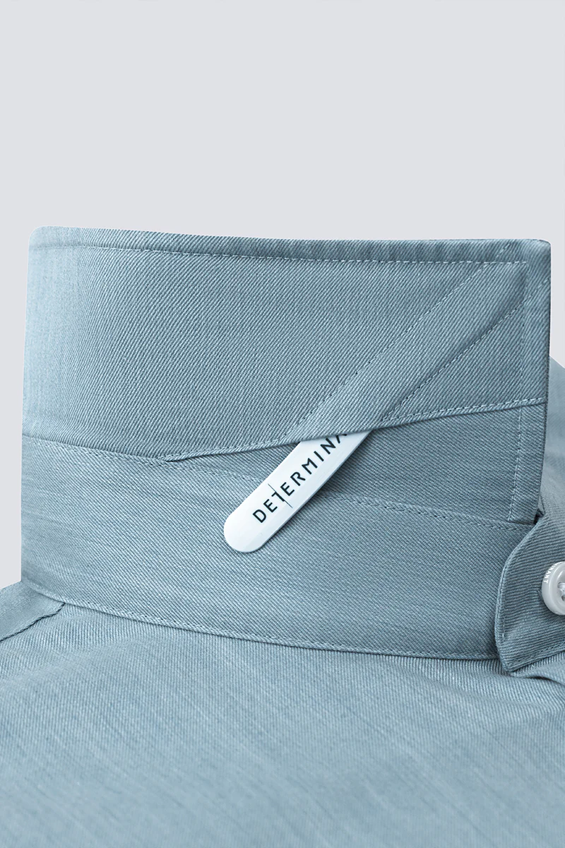 Wrinkle-Free Twill Heather Dress Shirt | Sky Blue 27796N - Image 11